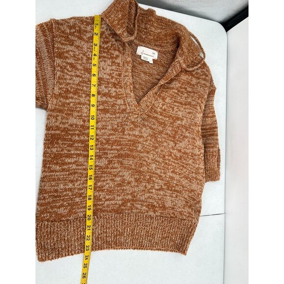 Anthropologie Carlotta Knit Pullover Sweater S Marled Brown Tie-Neck Polo Collar - Picture 9 of 11